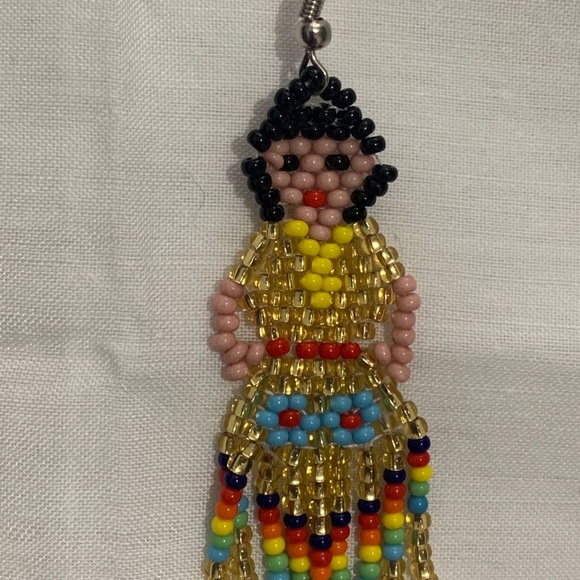 Huichol earrings, Mexican Folk handmade Jewelry - Picture 2 of 2